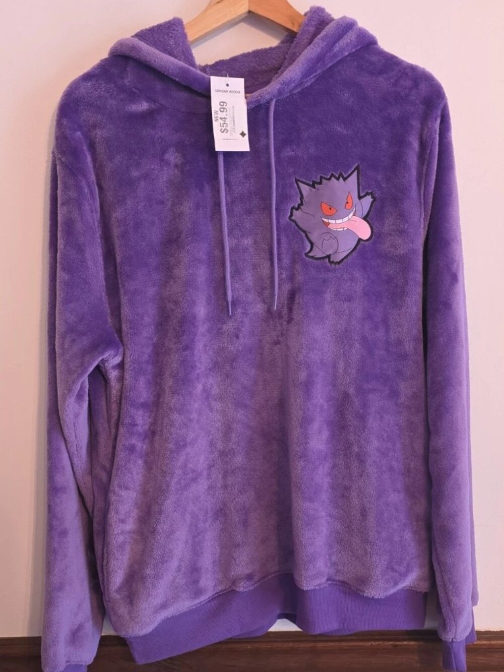 Pokemon Gengar Plush Purple Hoodie 3D Ears Cosplay Medium NWT